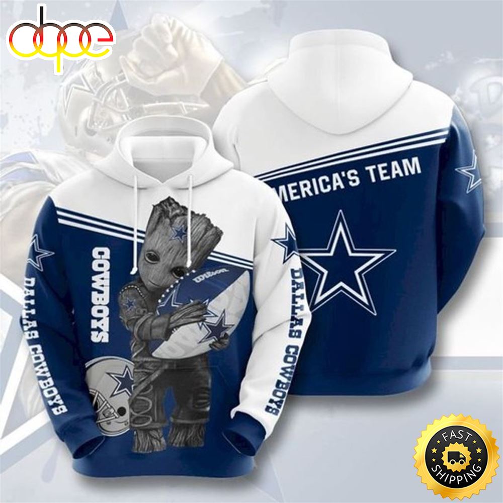 Dallas Cowboys Groot For Fan 3d Hoodie All Over Print Dallas Cowboys Christmas Gifts