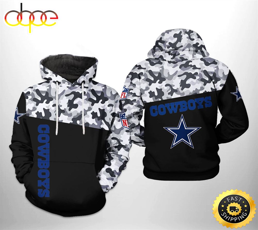 Dallas Cowboys NFL Camo Veteran Team 3D Printed HoodieZipper Hoodie