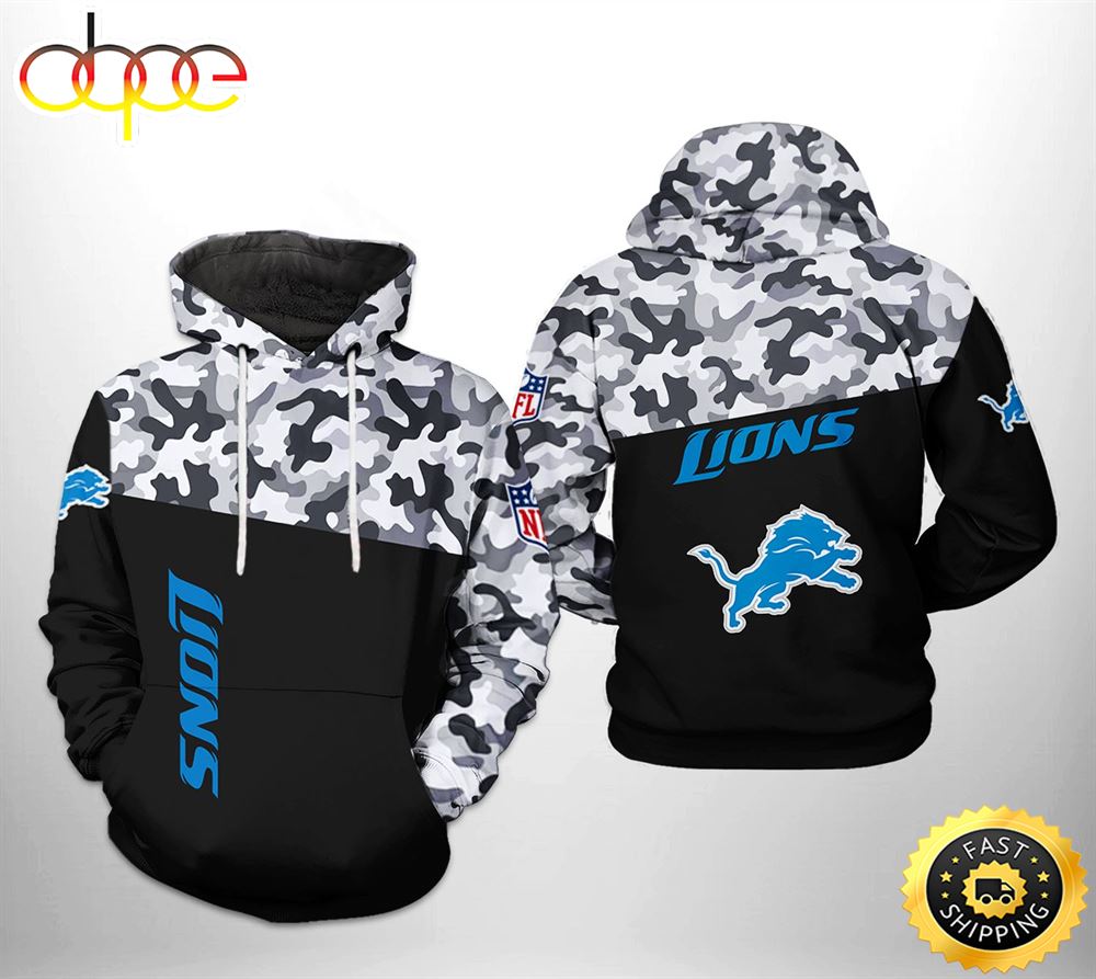 Detroit Lions NFL Camo Veteran Team 3D Printed HoodieZipper Hoodie