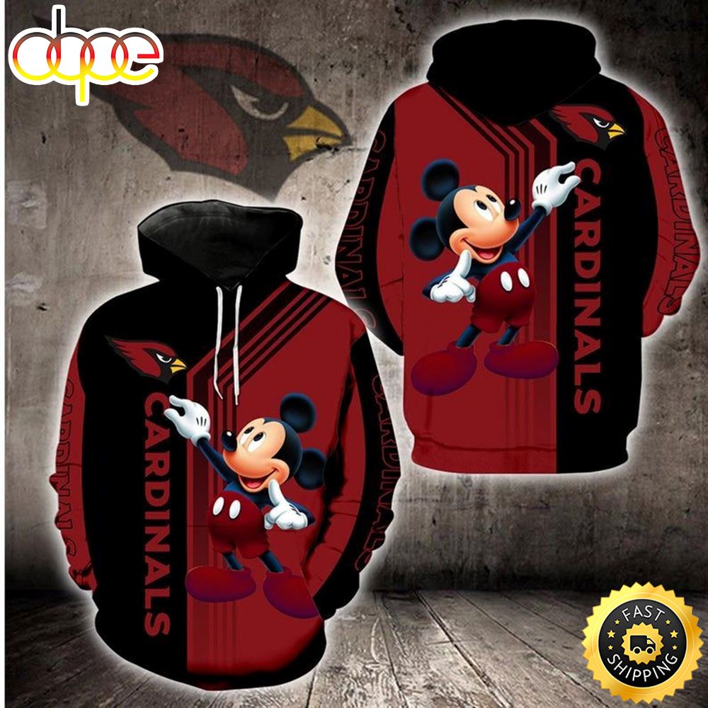 Disney Mickey Arizona Cardinals Nfl Gift For Fan 3d All Over Print Shirt