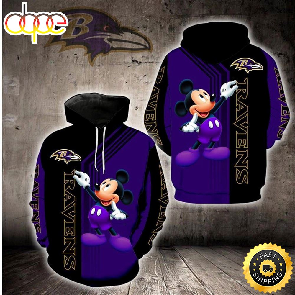 Disney Mickey Baltimore Ravens 12 Nfl Gift For Fan 3d All Over Print Shirt