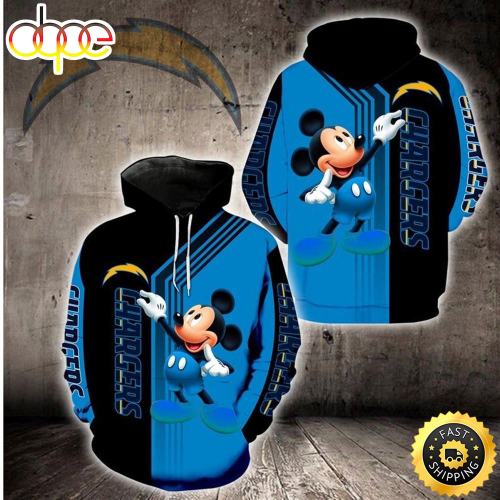 Disney Mickey Los Angeles Chargers Nfl Gift For Fan 3d All Over Print Shirt