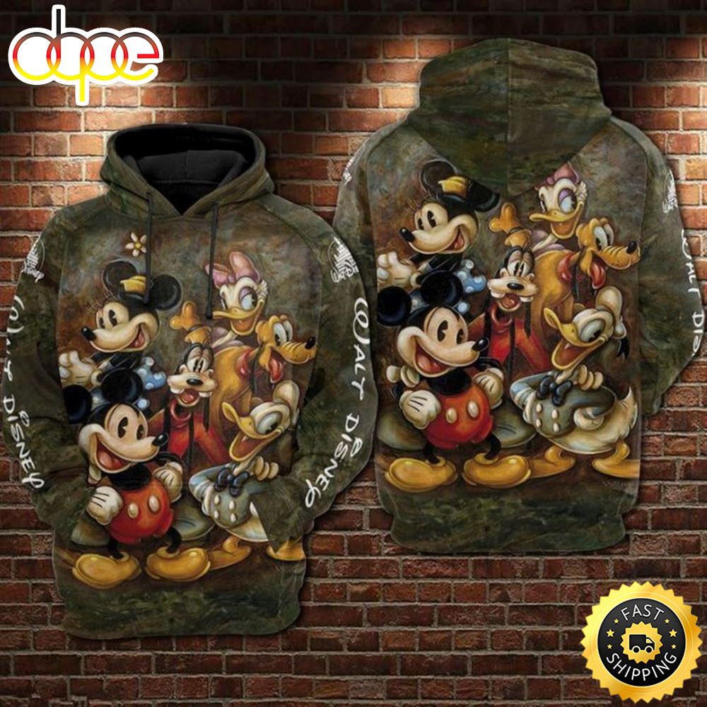 Disney Mickey Minnie Donald Daisy Over Print 3d Hoodie