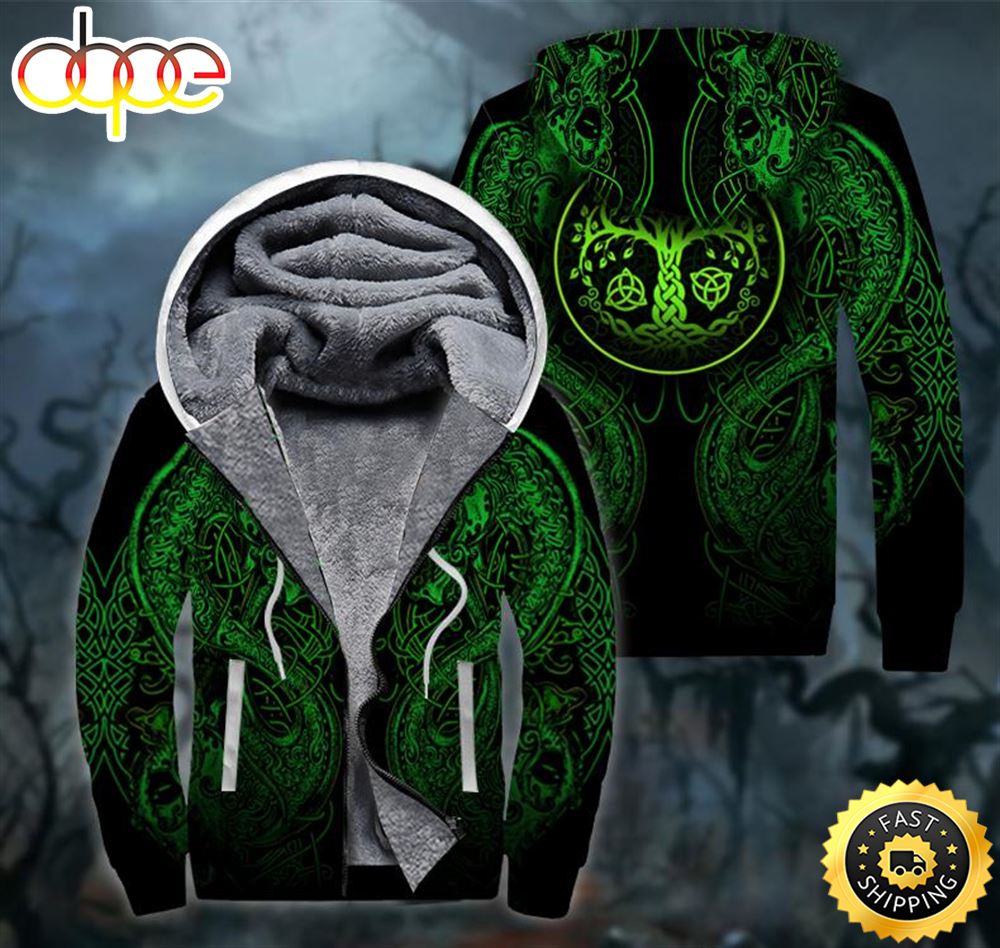 Dragon Irish St Patrick's Day Fleece Zip Hoodie All Over Print Shirt