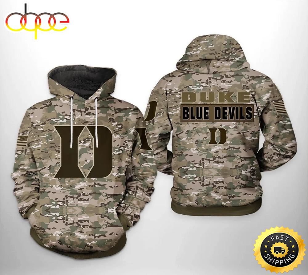 Duke Blue Devils Camo Veteran 3D Hoodie Duke Blue Devils Christmas Gifts