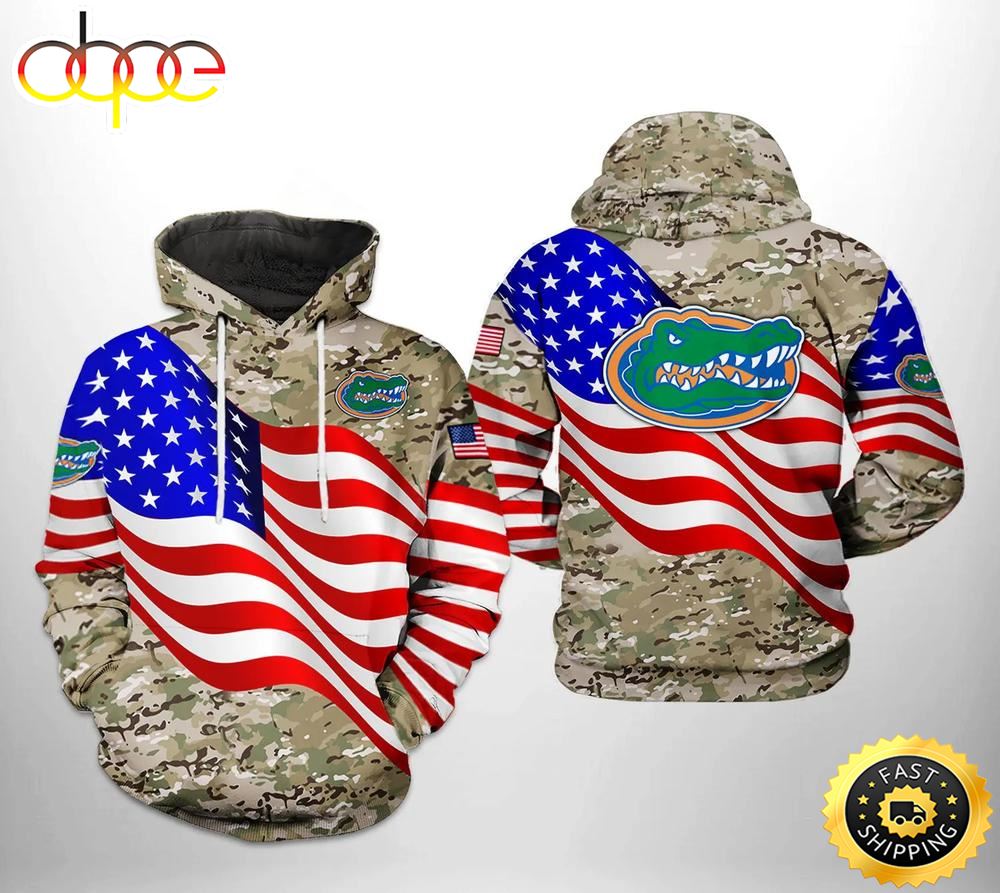 Florida Gators US Flag Camo Veteran 3D Hoodie NCAA Cheer Gifts