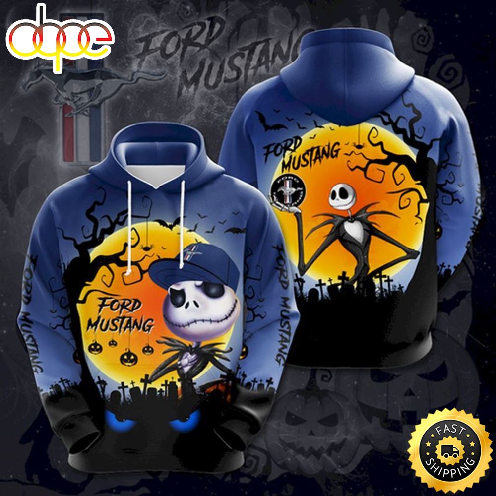Ford Mustang Jack Skellington All Over Printed 3d Hoodie