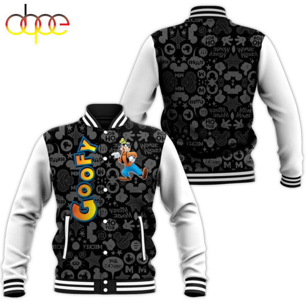 Goofy Dog Pattern Mickey Mouse Cartoon Gift Lover Baseball Jacket