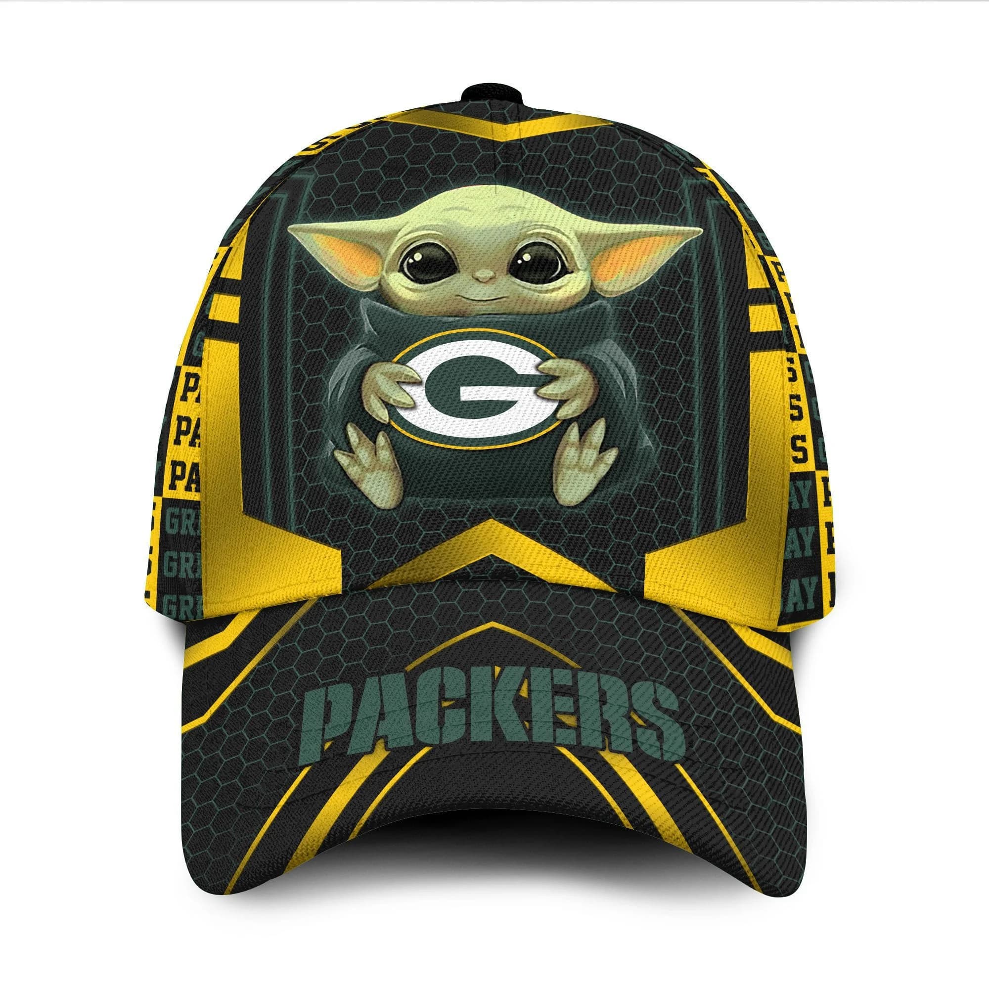 Green Bay Packers Baby Yoda All Over Print 3D Baseball Cap