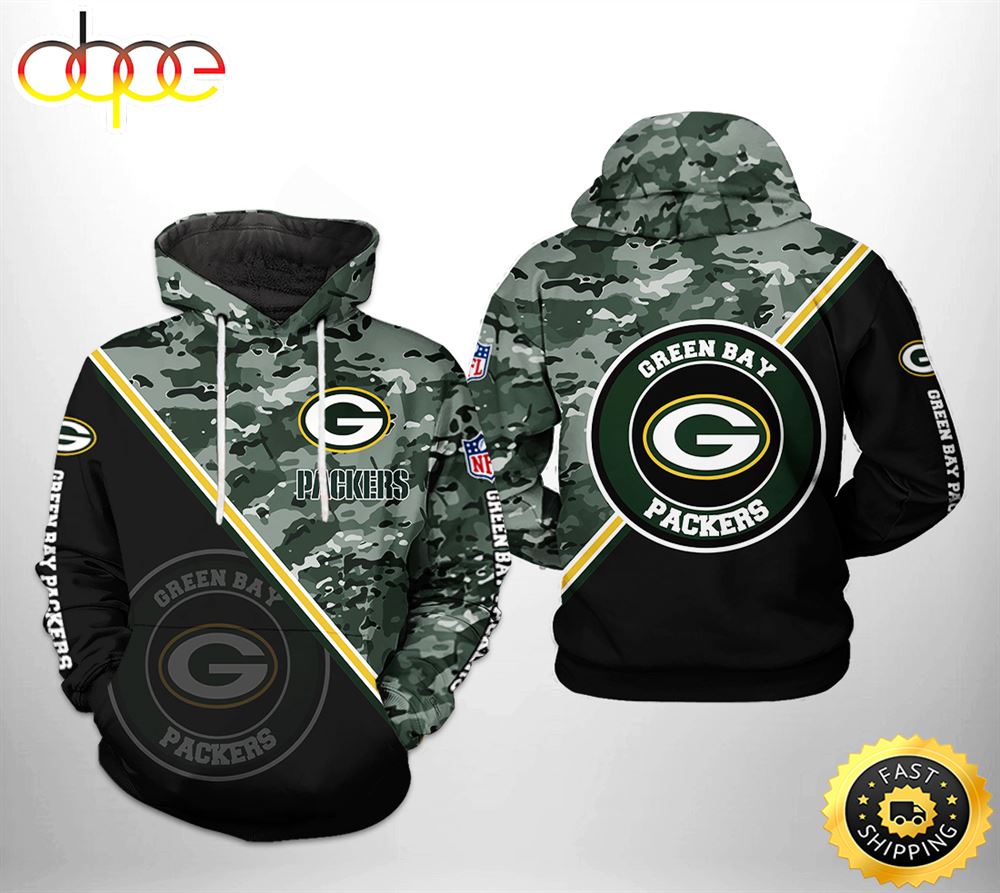 Green Bay Packers NFL Camo Team 3D Printed HoodieZipper Hoodie