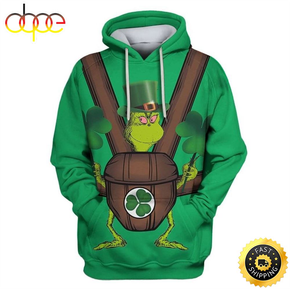 Grinch Saint Patricks Day Happy Patrick's Day 3d Hoodie All Over Print Shirt