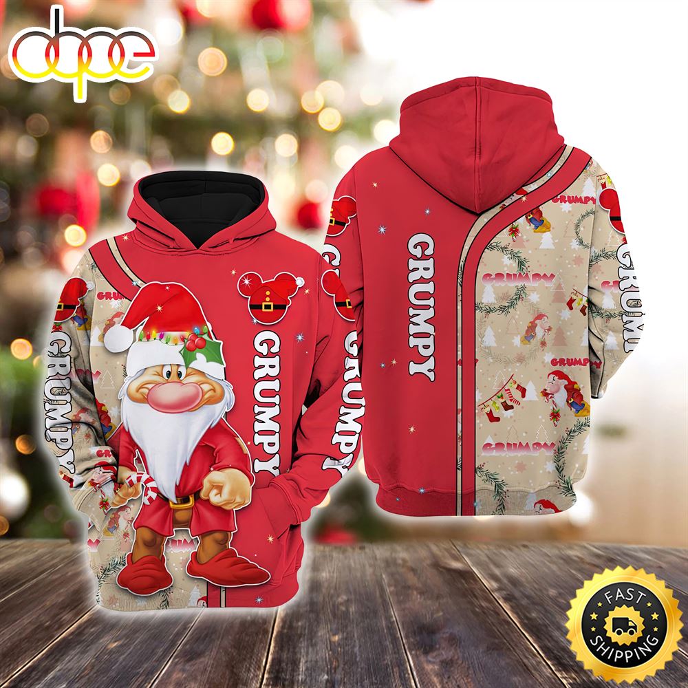 Grumpy Red Christmas Disney Christmas Hoodie All Over Print Shirts