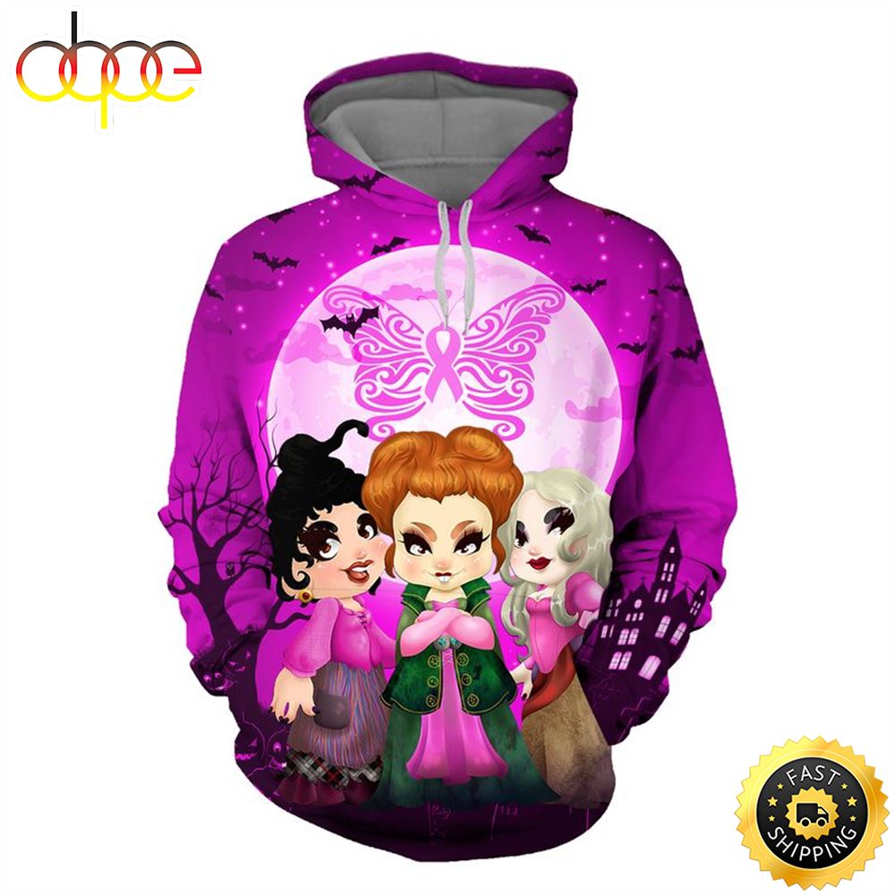 Hocus Pocus Breast Cancer Awareness 3D Hoodie