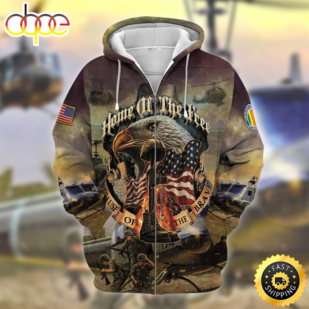 Home Of The Free Because Of The Brave Zip Hoodie