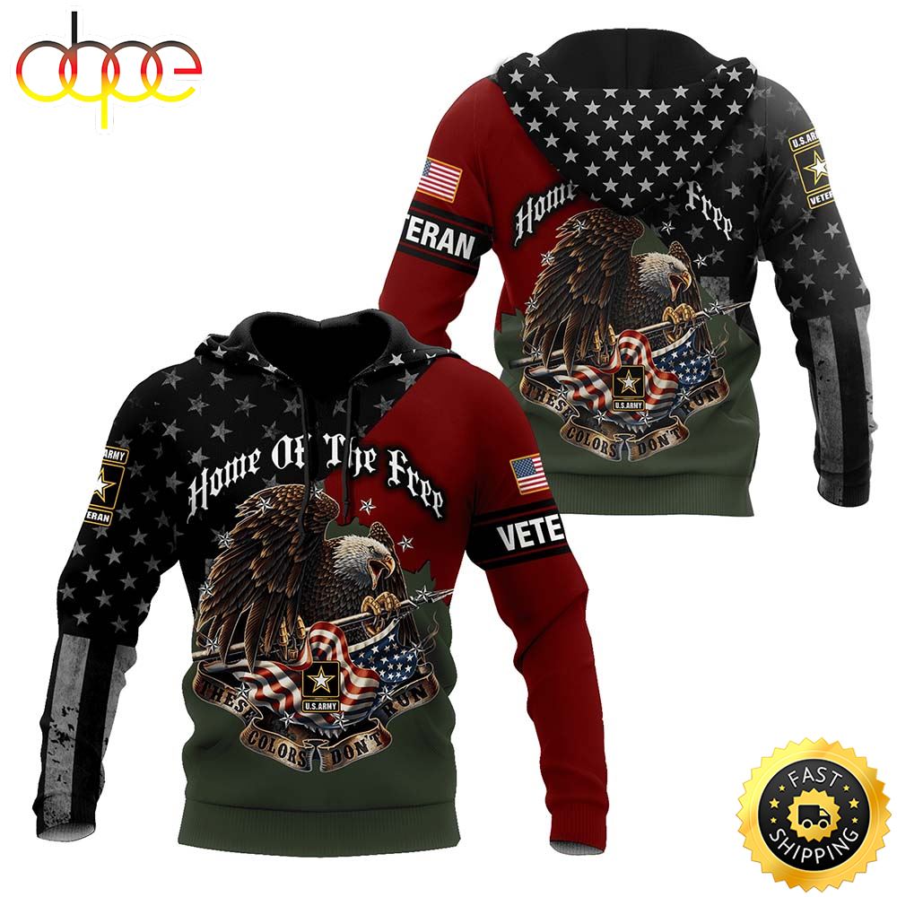 Home Of The Free Us Veteran 3D Hoodie Gifts For Military Men