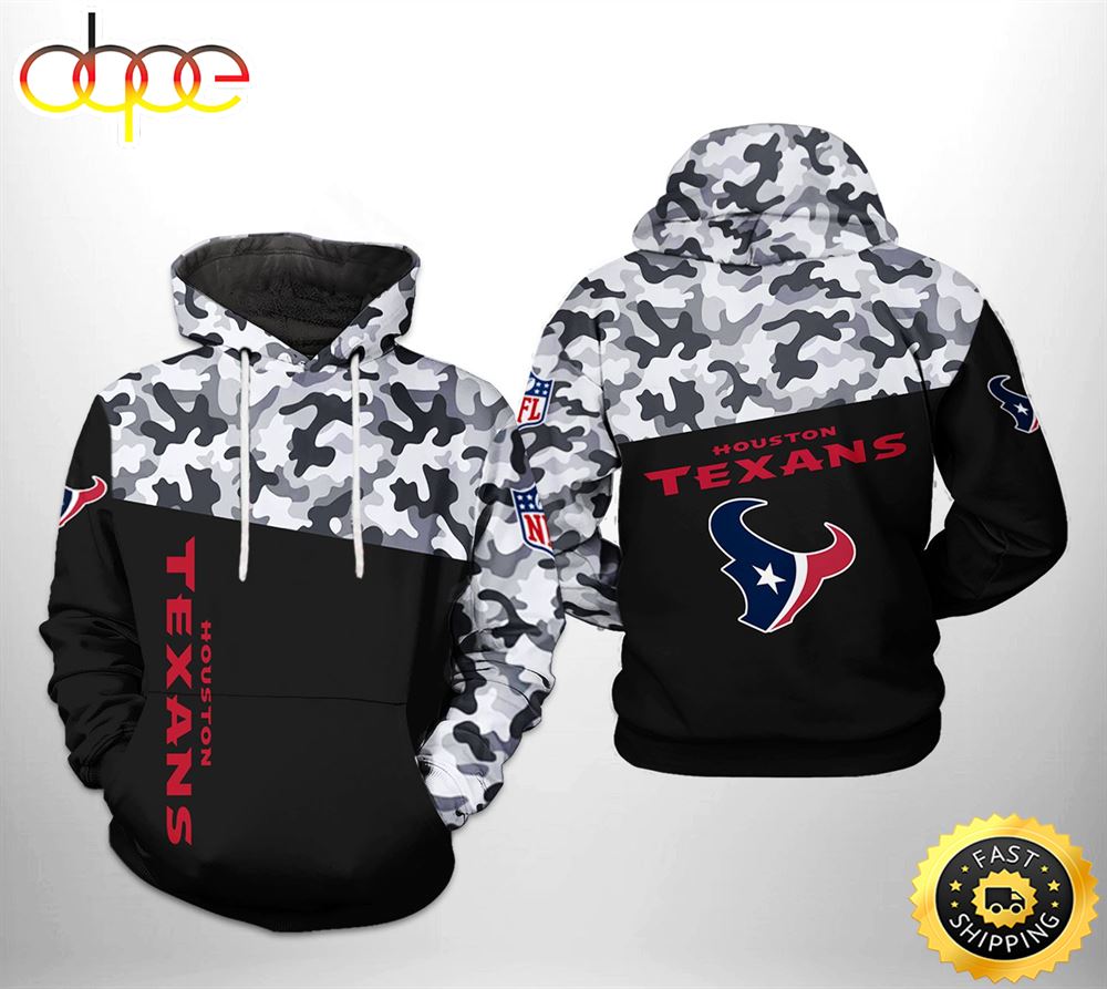 Houston Texans NFL Camo Veteran Team 3D Printed HoodieZipper Hoodie