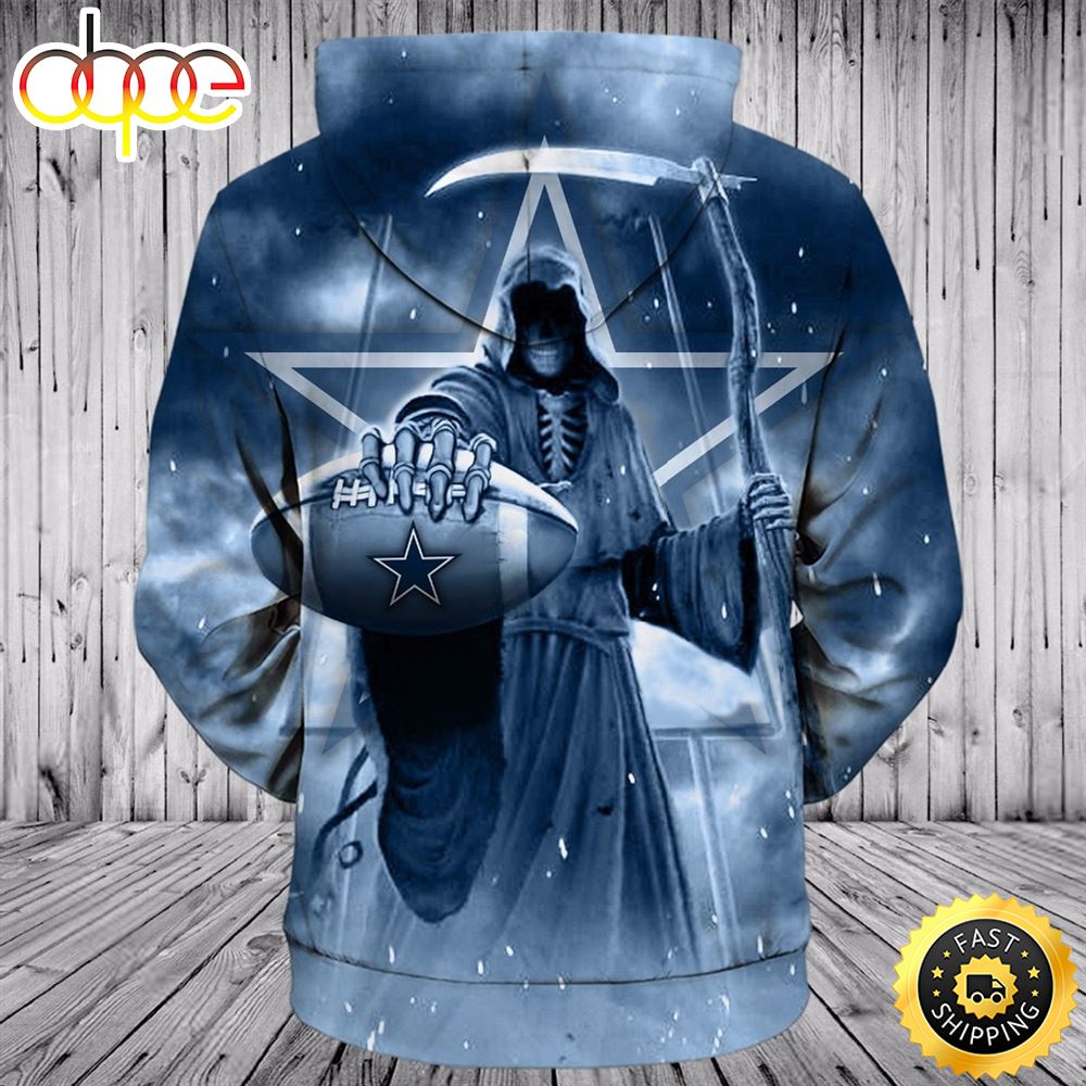 N.F.L.Dallas Cowboys Grimm Reaper In Sudden Death 3D Hoodie All Over Print Shirts