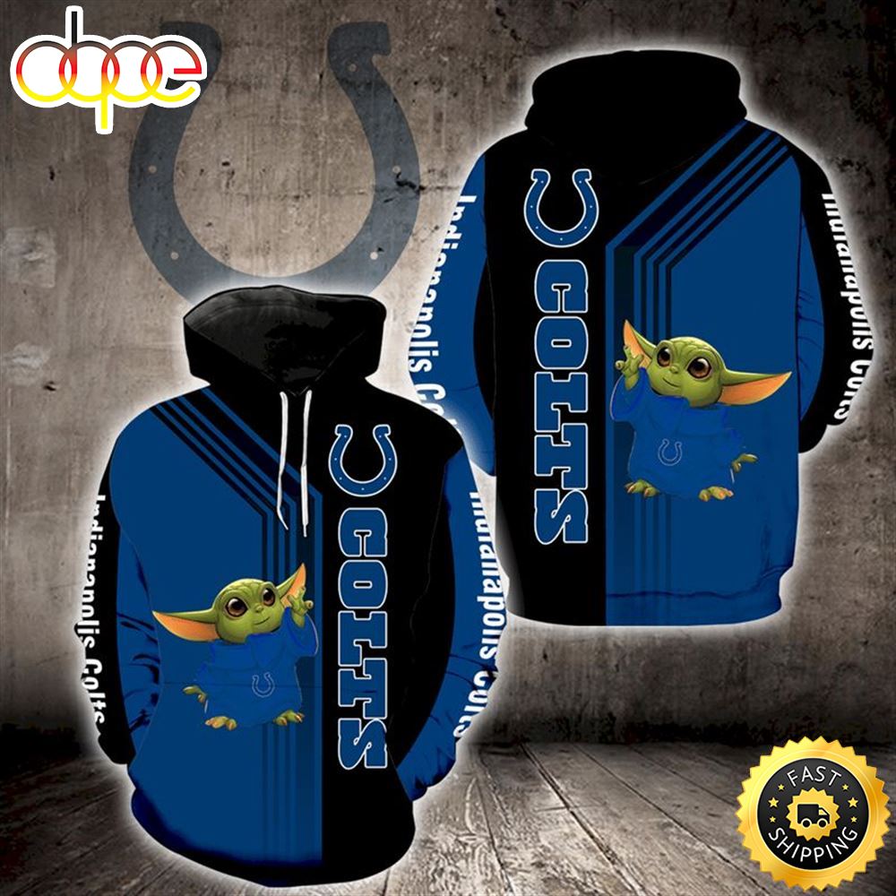 Indianapolis Colts Baby Yoda Lovers 3d Hoodie All Over Printed