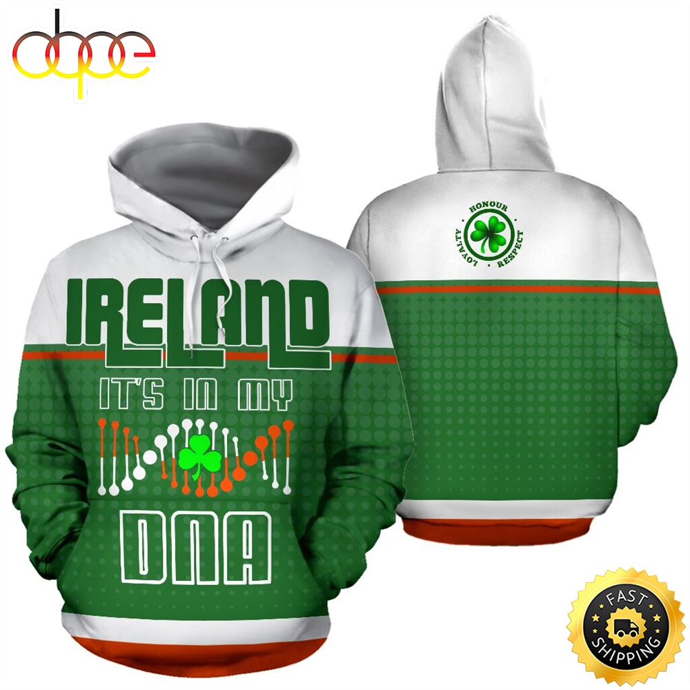 Ireland Shamrock It's In My DNA Full Hoodie Irish St.Patricks Day All Over Print Shirt