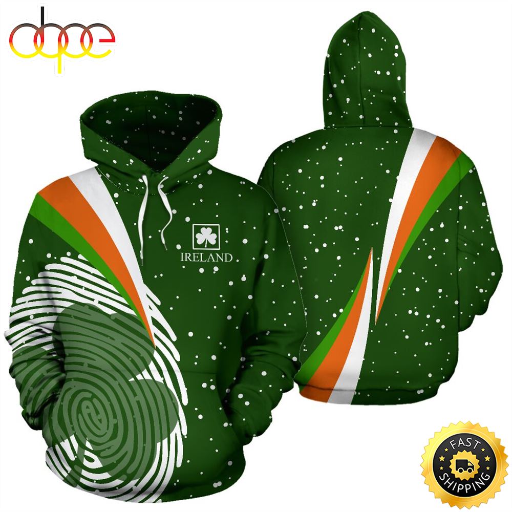 Ireland Snow Shamrock Irish Full Hoodie Irish St.Patricks Day All Over Print Shirt