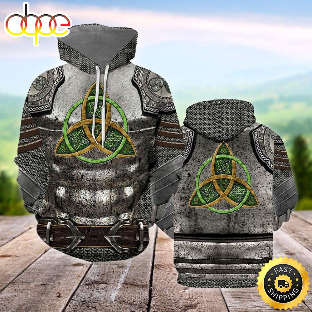 Irish Armor Knight Warrior Patrick's Day All Over Print Shirt