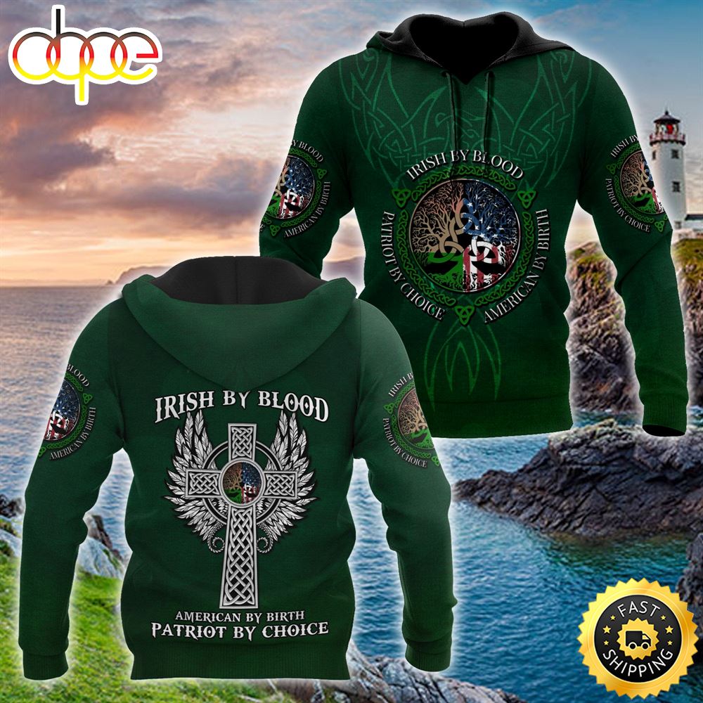 Irish Bt Blood Cross Tree Of Life Wings 3D All Over Print Shirt