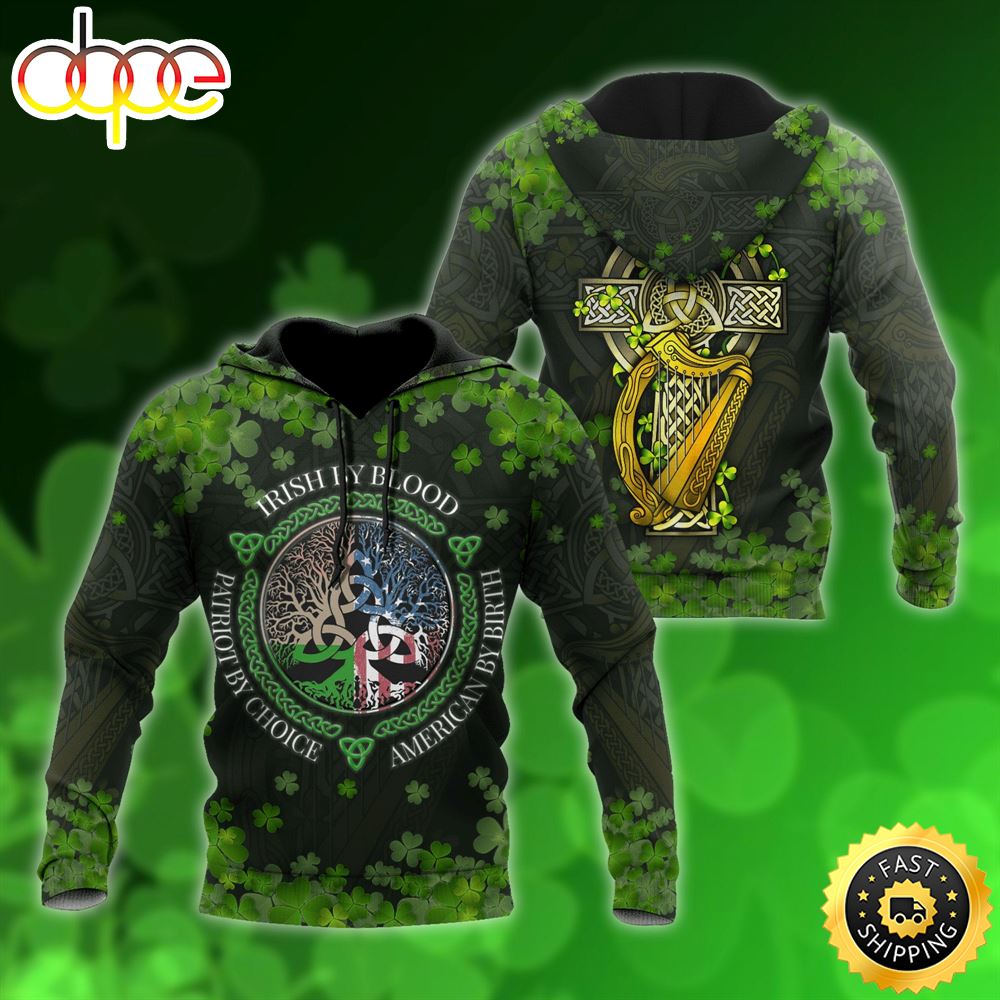 Irish By Blood Celtic Symbols 3D All Over Print Shirt