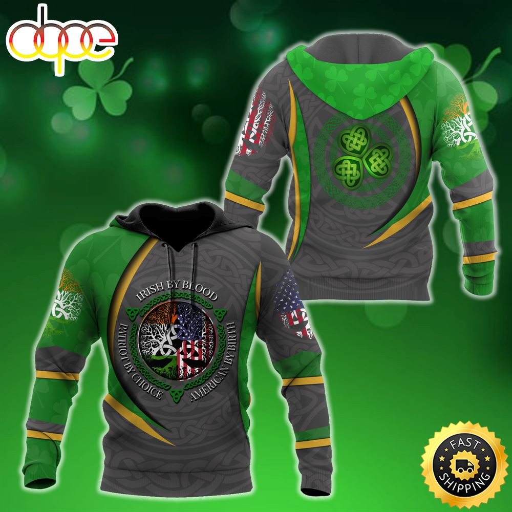 Irish By Blood Celtic Tree Of Life Grey 3D All Over Print Shirt