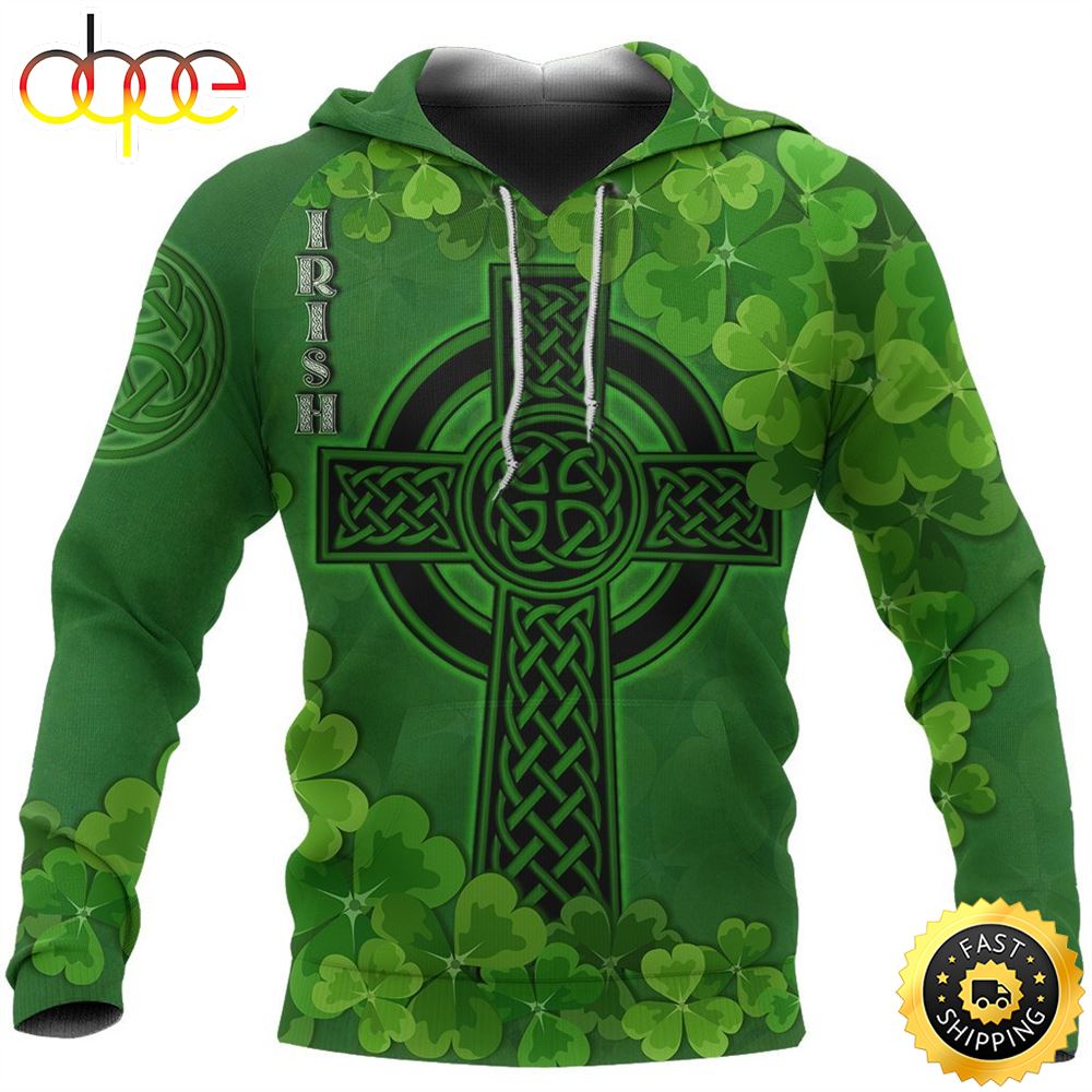 Irish Celtic Shamrock Celtic Cross 3D All Over Print Shirt