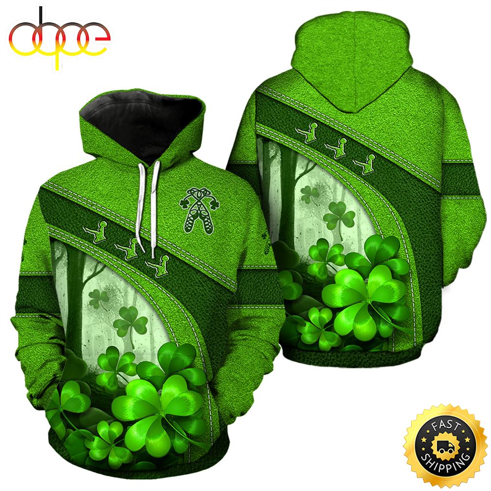 Irish Dance Leather Pattern Full Hoodie St.Patricks Day All Over Print Shirt