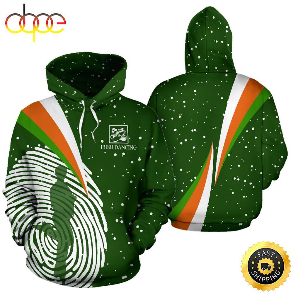 Irish Dancing Snow Full Hoodie Men Irish St.Patricks Day All Over Print Shirt