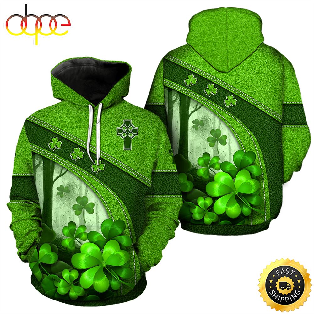 Irish Leather Pattern Full Hoodie St.Patricks Day All Over Print Shirt