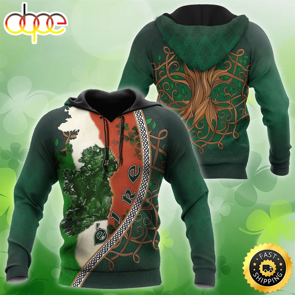 Irish Map Celtic Tree Of Life 3D All Over Print Shirt
