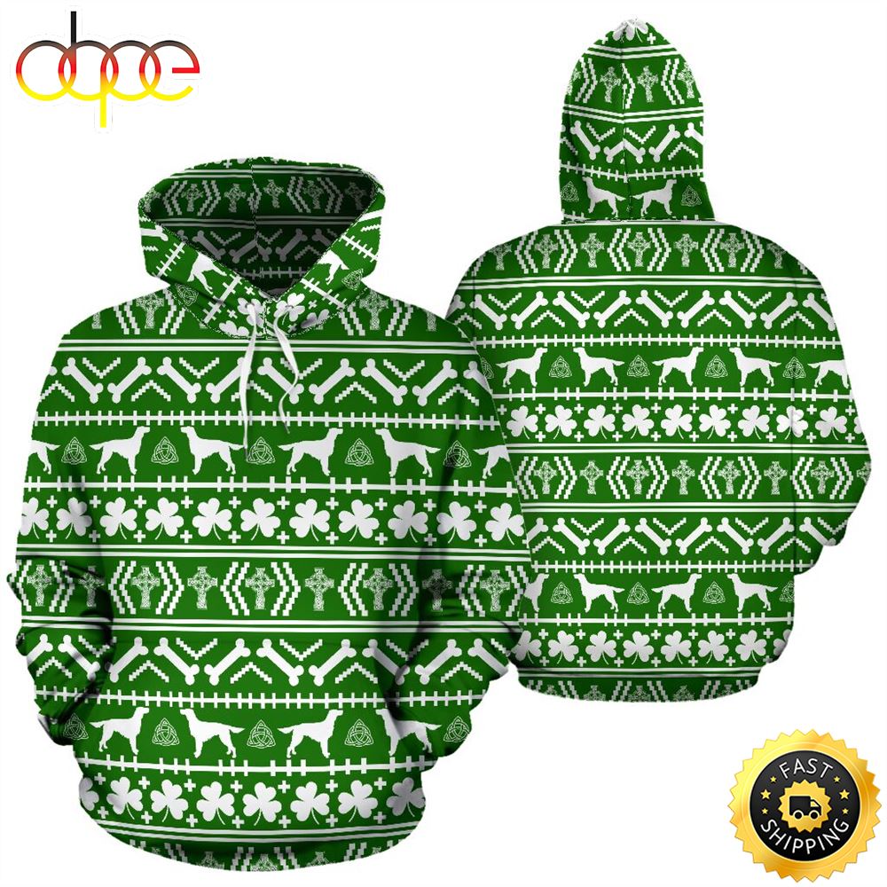 Irish Pattern Full Hoodie St.Patricks Day All Over Print Shirt