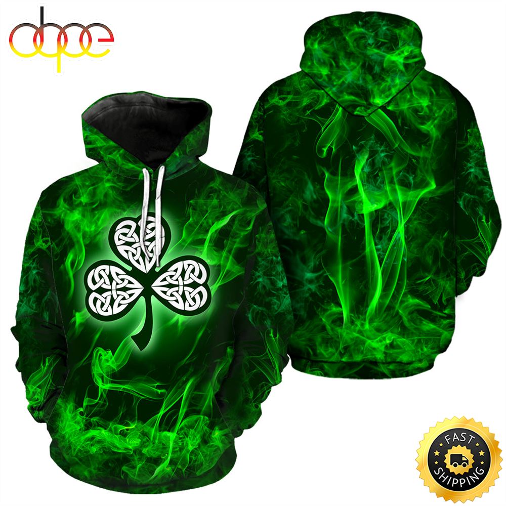 Irish Shamrock Smoke Full Hoodie St.Patricks Day All Over Print Shirt