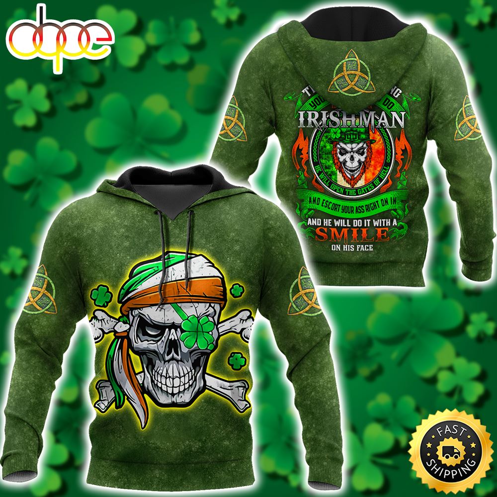 Irishman Skull Shamrock 3D All Over Print Shirt