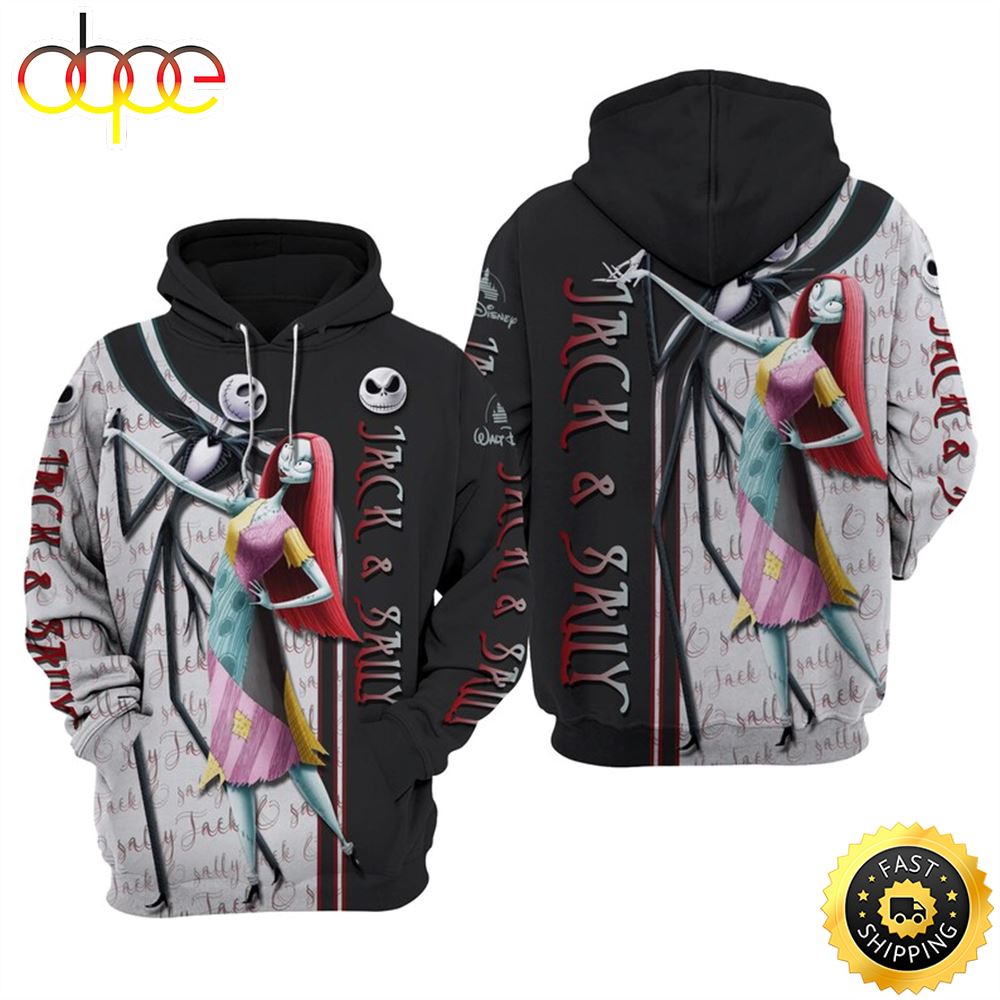 Jack &amp; Sally Nightmare Before Christmas Hoodie 3D All Over Print