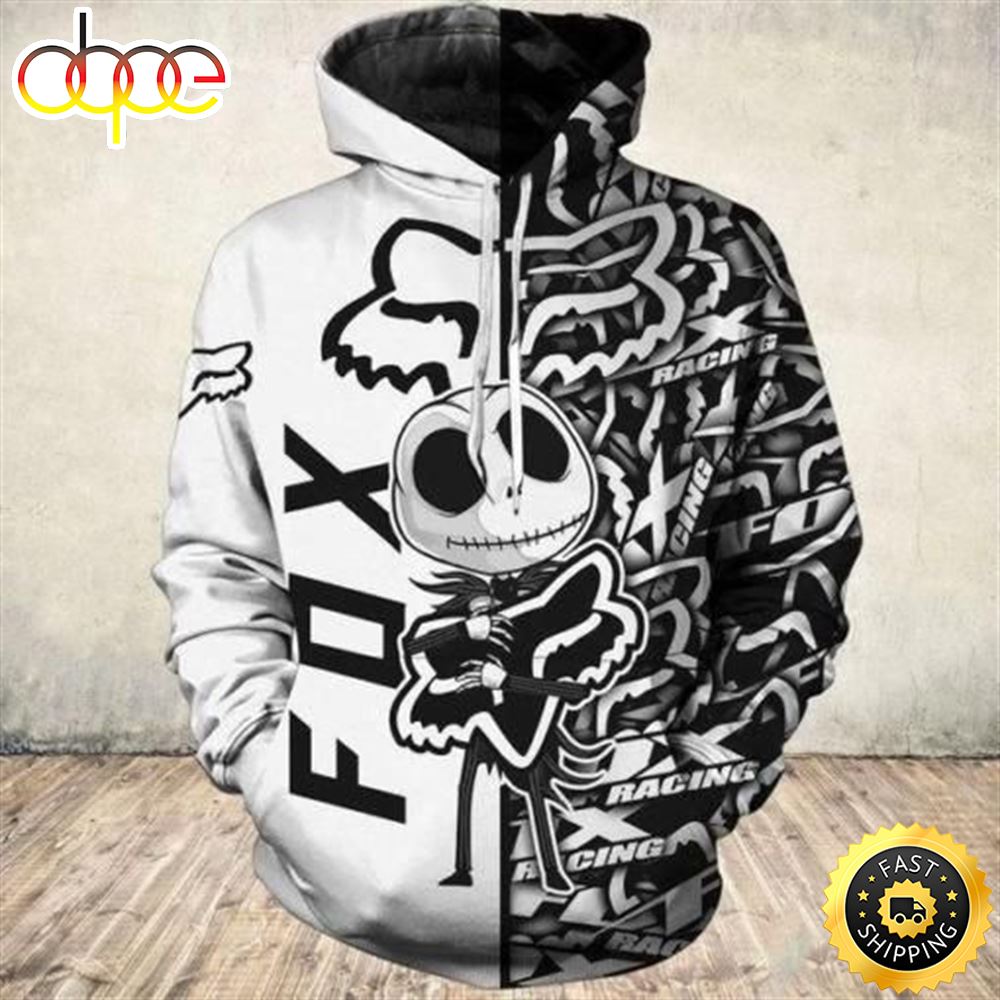 Jack Skellington Hold Fox Racing Logo 3d Printed Hoodie