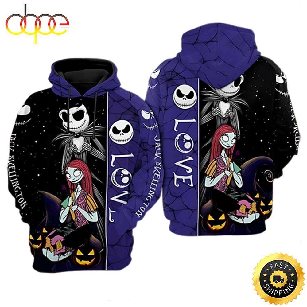 Jack Skellington Sally Couple Hoodie 3D All Over Print