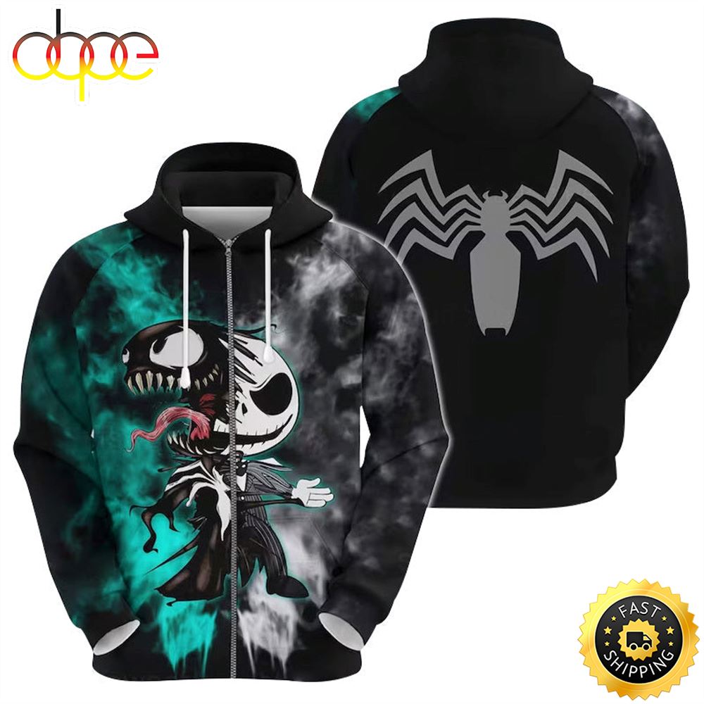 Jack Skellington Venom Hoodie 3D All Over Print