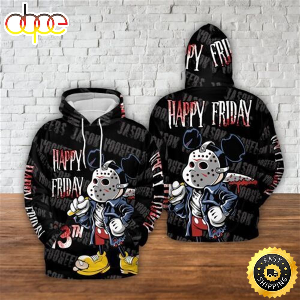 Jason Voorhees Mickey Mouse Cute Chibi Happy Friday Hallowe 3D Hoodie
