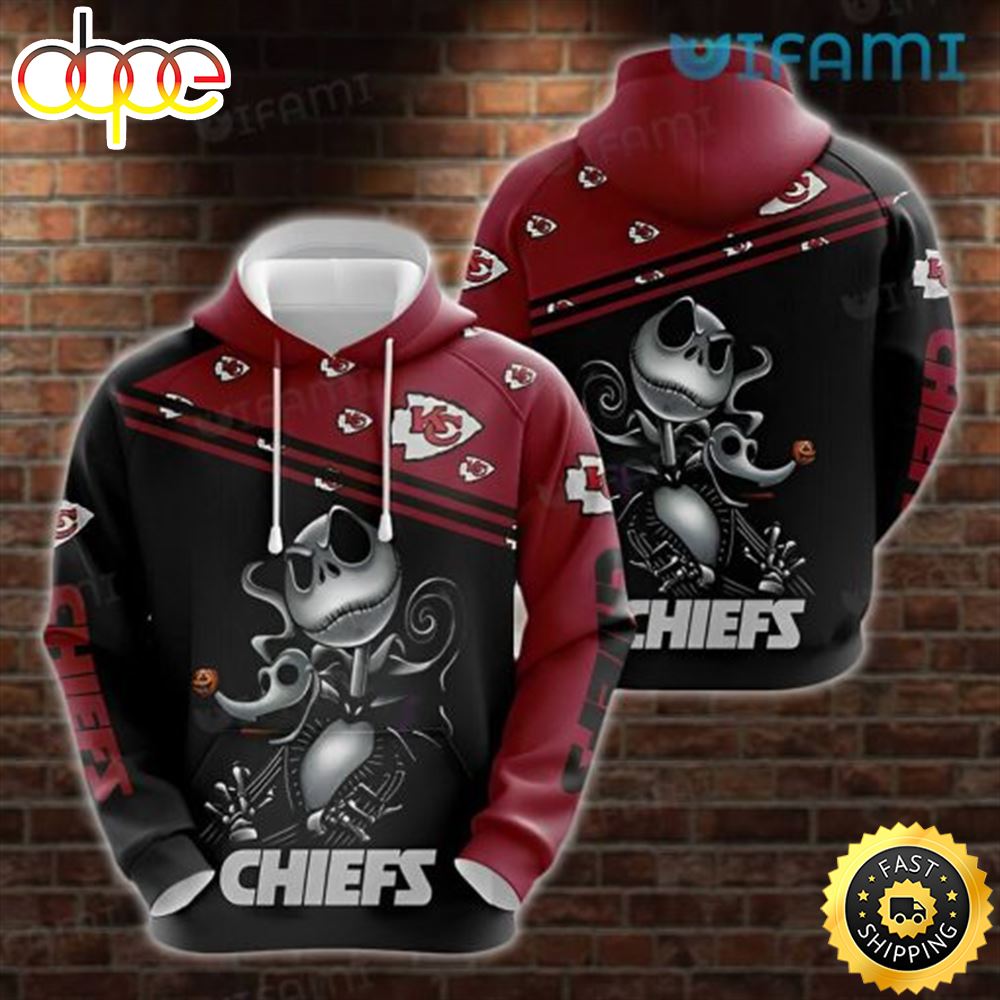 KC Chiefs Hoodie 3D Jack Skellington Zero Dog Kansas City Chiefs Gift
