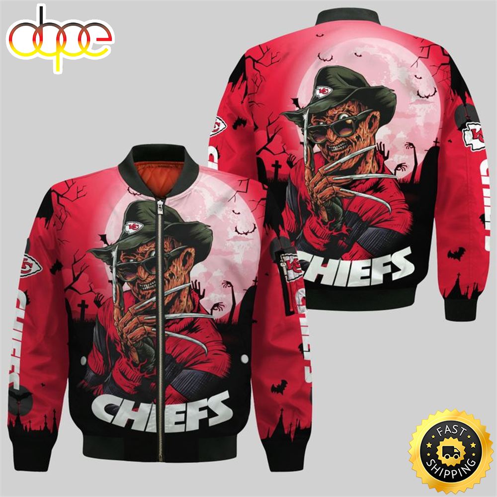 Kansas City Chiefs A Nightmare on Elm Street Halloween Bomber Jackets