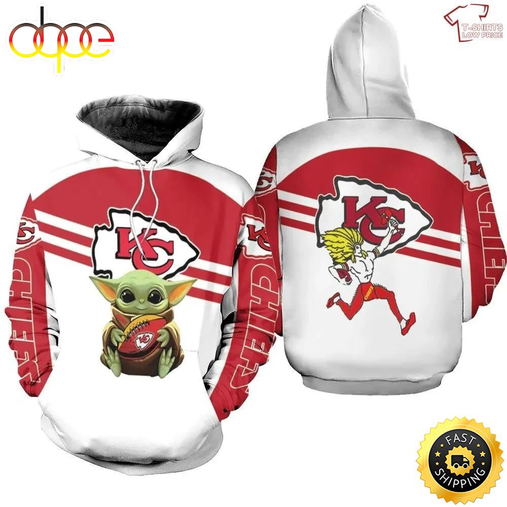 Kansas City Chiefs Baby Yoda Hug Ball With Chiefs Old Logo 3d Hoodie