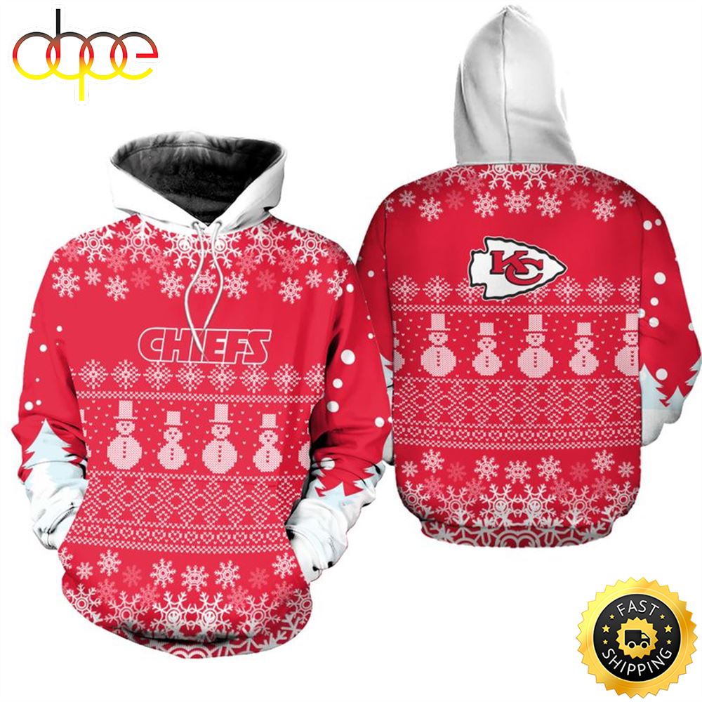 Kansas City Chiefs Christmas Pine Football NFL All Over Print Hoodie Shirt