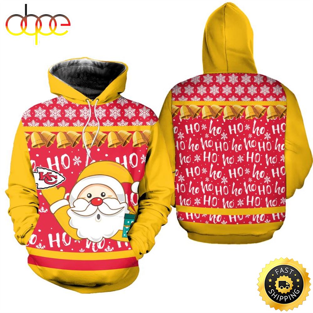 Kansas City Chiefs Christmas Santa Claus Football NFL All Over Print Hoodie Shirt