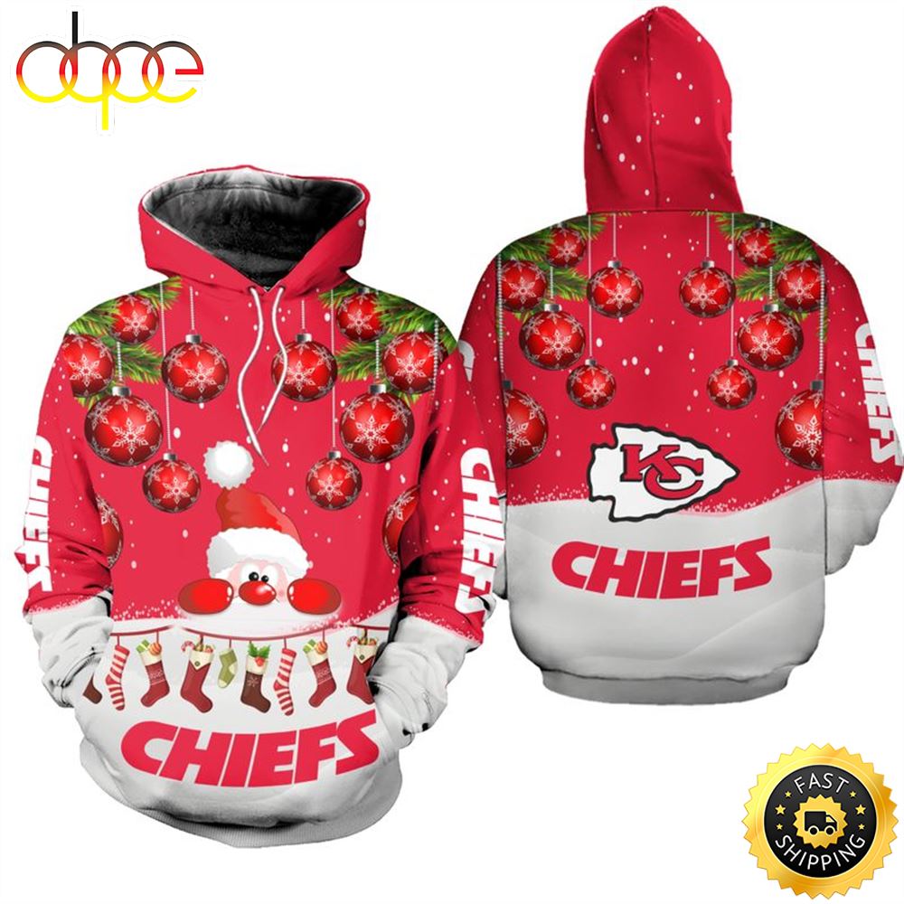 Kansas City Chiefs Christmas Santa Football NFL All Over Print Hoodie Shirt
