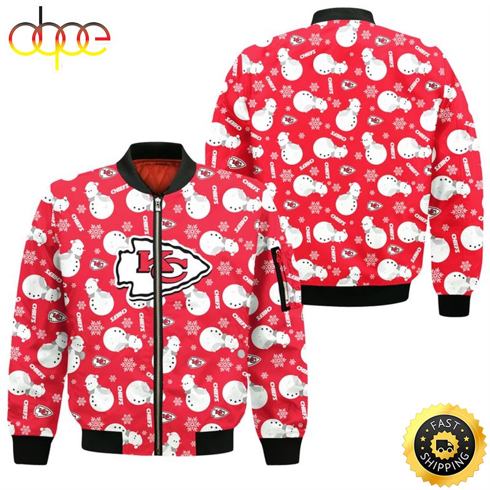Kansas City Chiefs Christmas Snowman Patterns Unisex Bomber Jacket