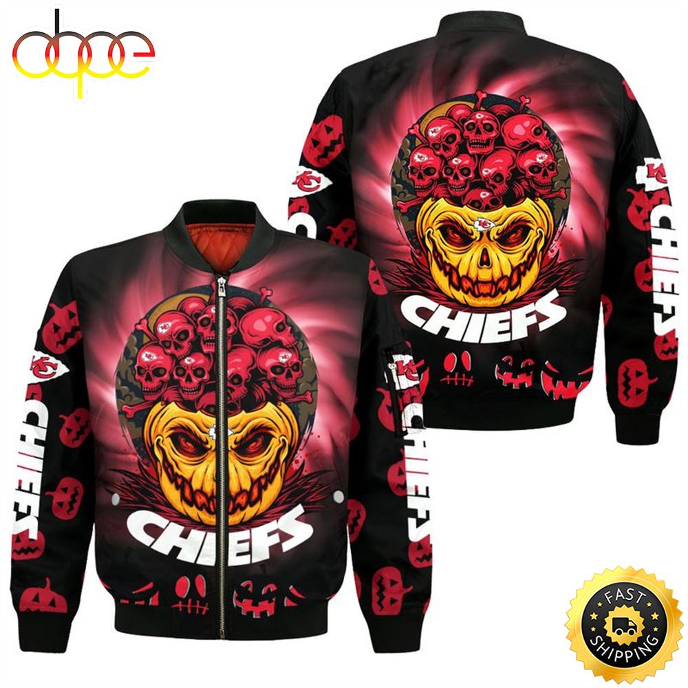 Kansas City Chiefs Halloween Pumpkin Bomber Jacket