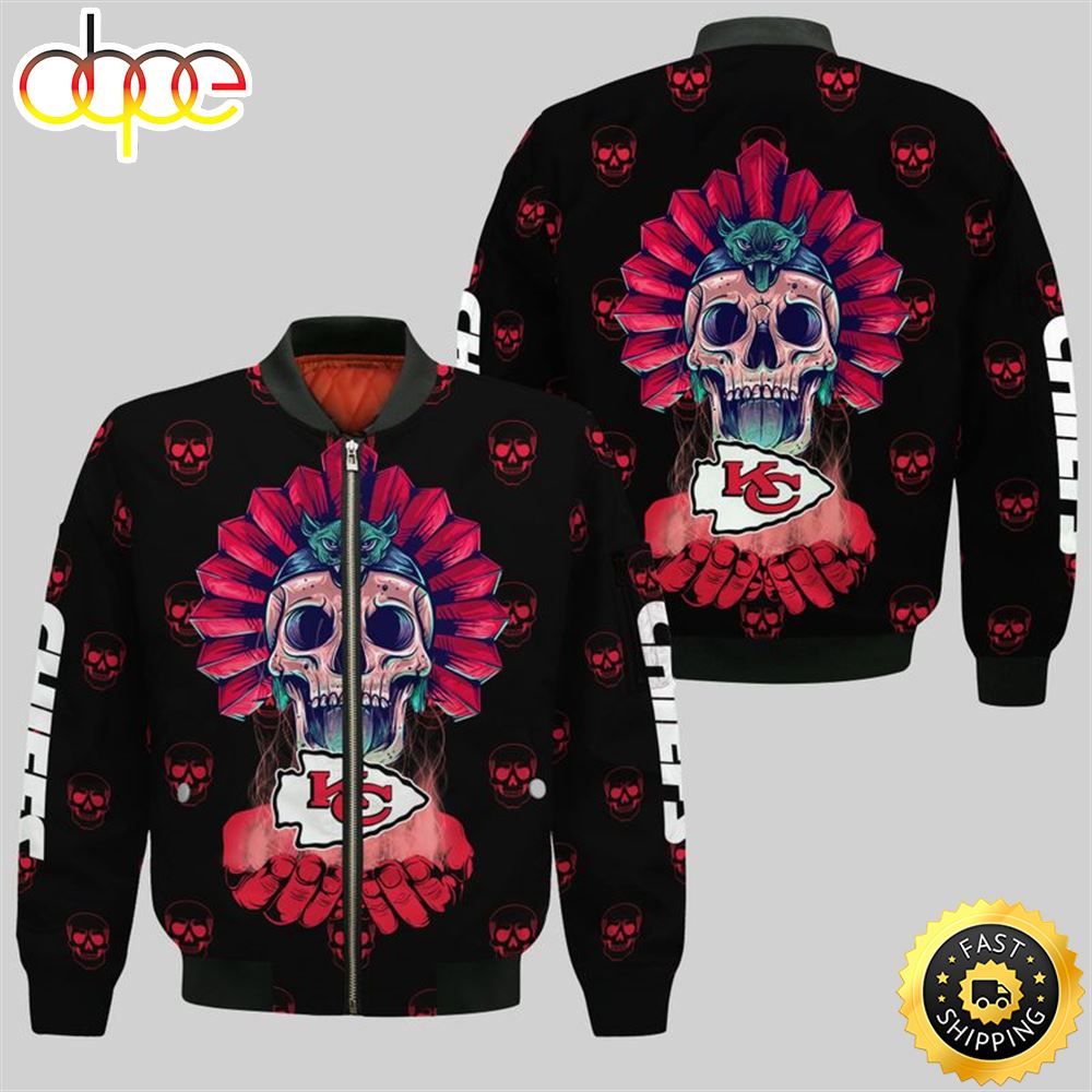 Kansas City Chiefs Halloween Skull Bomber Jackets